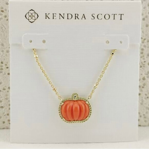 Kendra Scott Pumpkin Gold Short Pendant Necklace - Picture 1 of 5